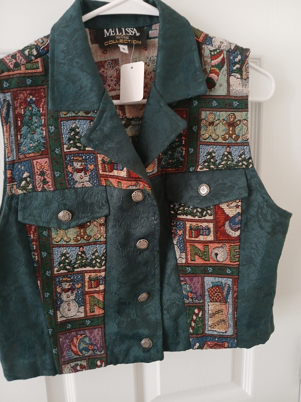 Dark Green Holiday Tapestry Vest